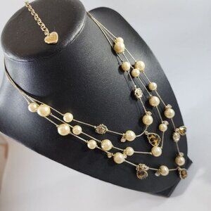 Betsey Johnson authentic leopard 3 tier necklace